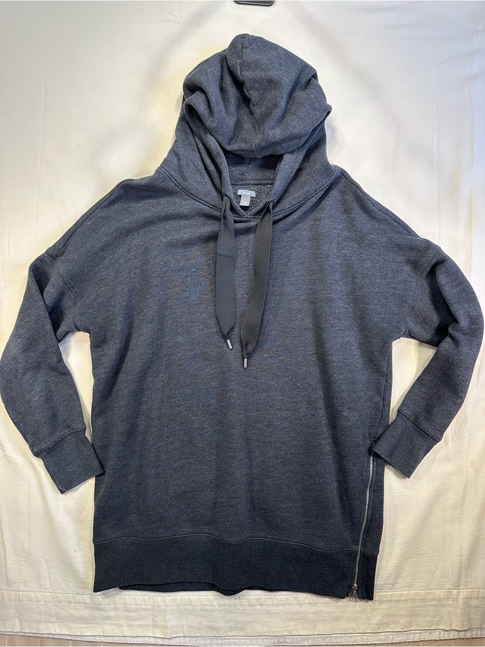 Aerie Oversized City Street Side-Zip Hoodie - Washed Black/Charcoal Grey M EUC